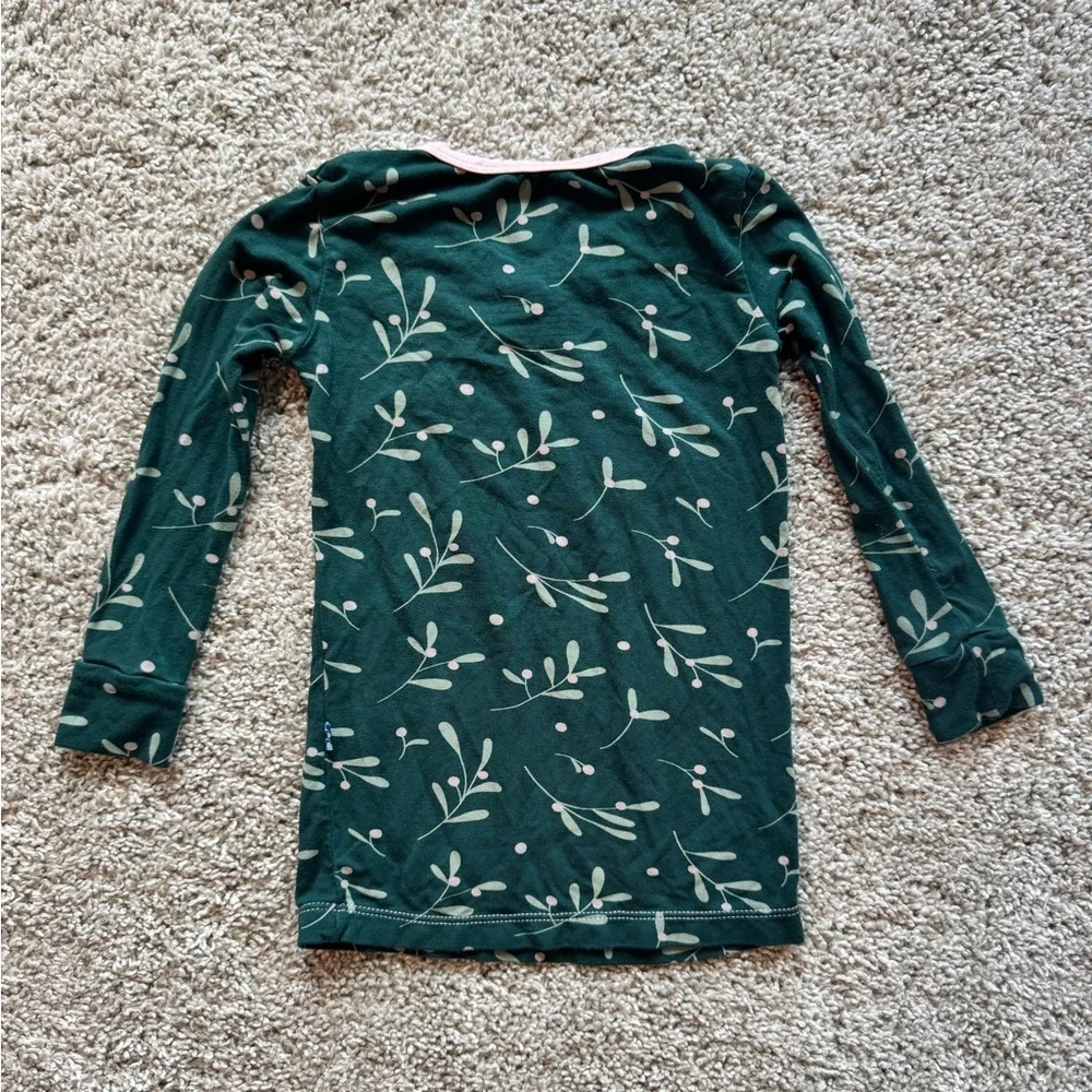 Kickee Pants Pajamas Holiday Christmas Pj's Pine Mistletoe long sleeve  size 5